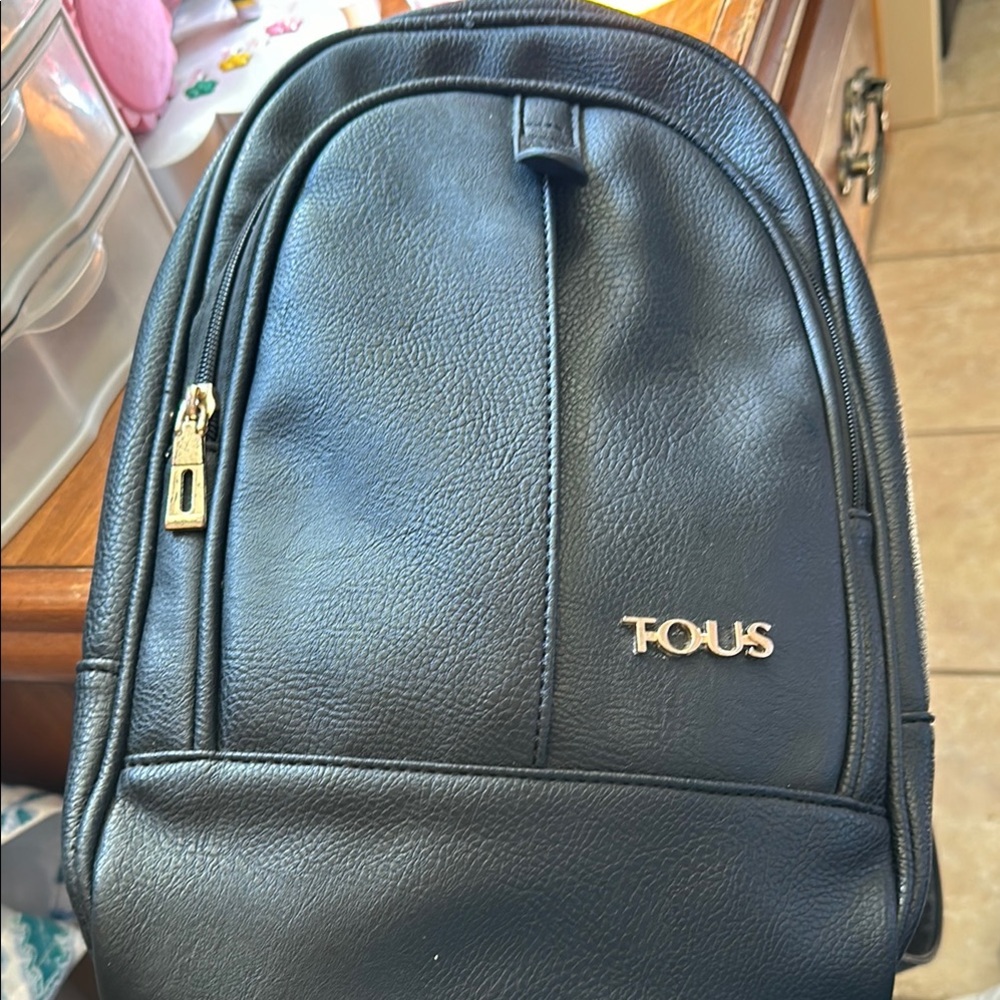 TOUS Black Leather Men's Backpack